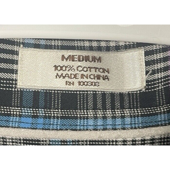 Peter Millar Button Down Men Shirt M Plaid Long Sleeve Purple Blue Cotton Preppy - Picture 8 of 14